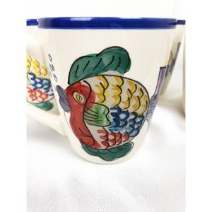 Pescada Hand Painted Coffee Cups Mugs Set of 4 Colorful Fun Fish good Condition